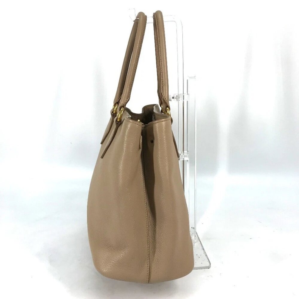 PRADA 1BA058 logo 2WAY Hand Bag Leather Beige - Picture 15 of 16